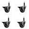 Service Caster 3'' Gray Poly Swivel 3/4'' Expanding Stem Caster Set with Brake, 4PK SCC-EX20S314-PPUB-PLB-34-4 - alternate 1